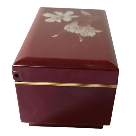 Otagiri Lacquerware Jewelry Box Magnolia Japan Musical Mirror Felt VIDEO Vtg 80s - Picture 10 of 16